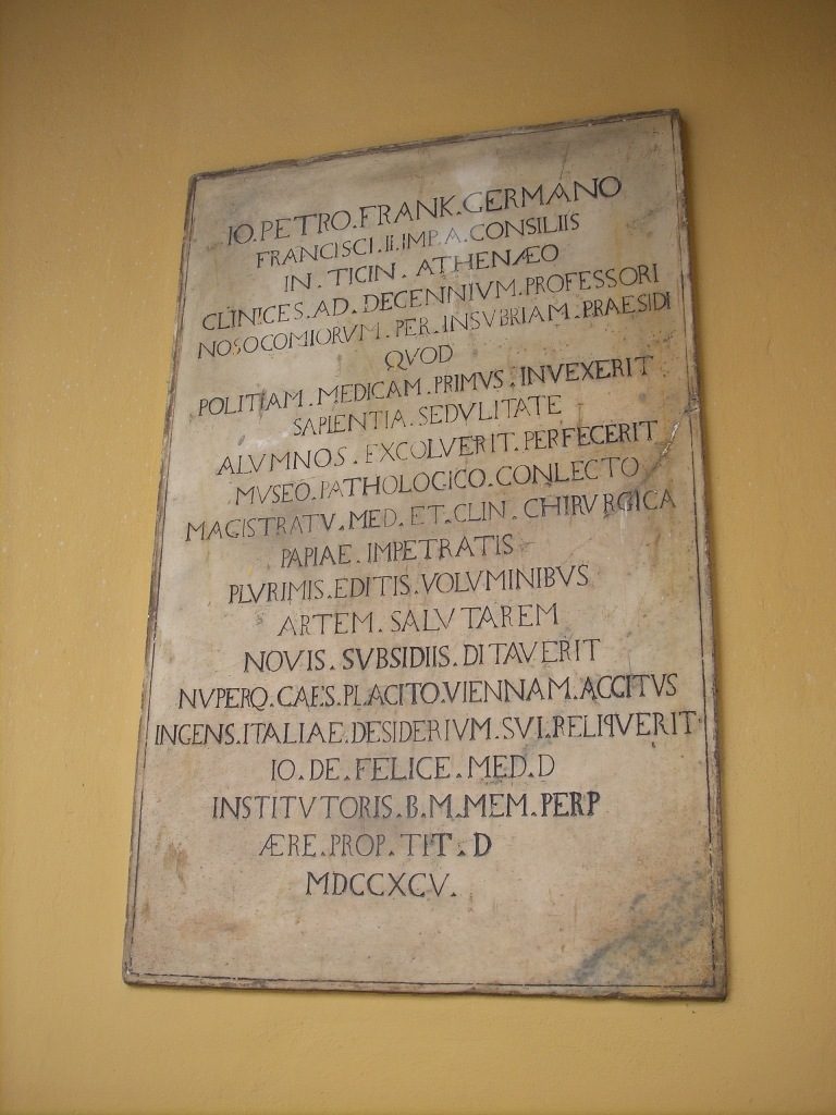 Johann Peter Frank memorial tablet, University, Pavia - 2.jpg
